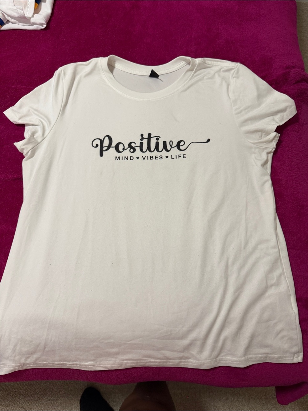SHEIN White 'Positive' Graphic Short Sleeve Tee